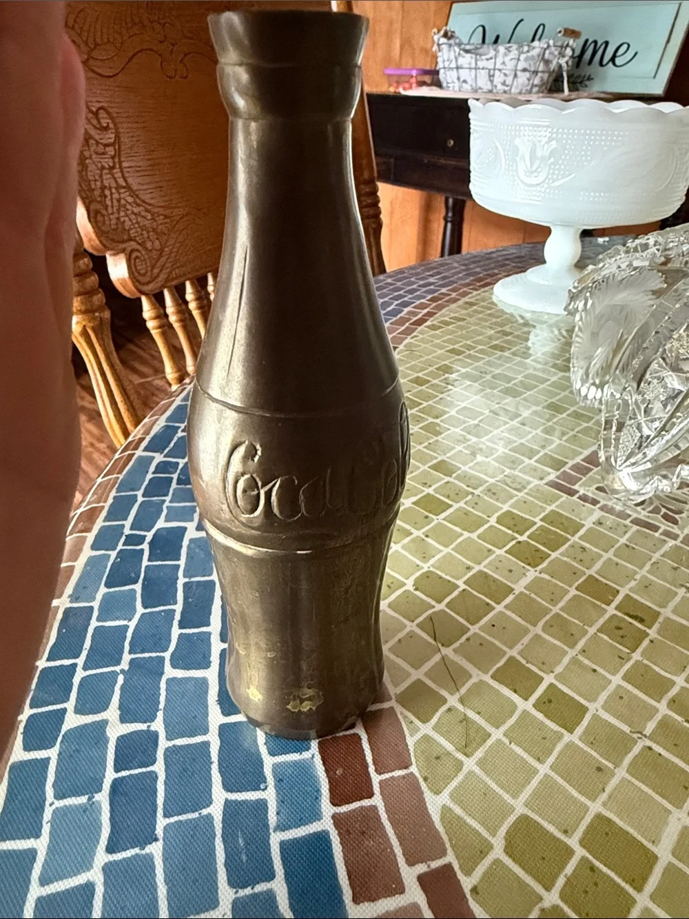 Vintage Solid Brass Coca-Cola Bottle Bud Vase Retro Advertising Décor